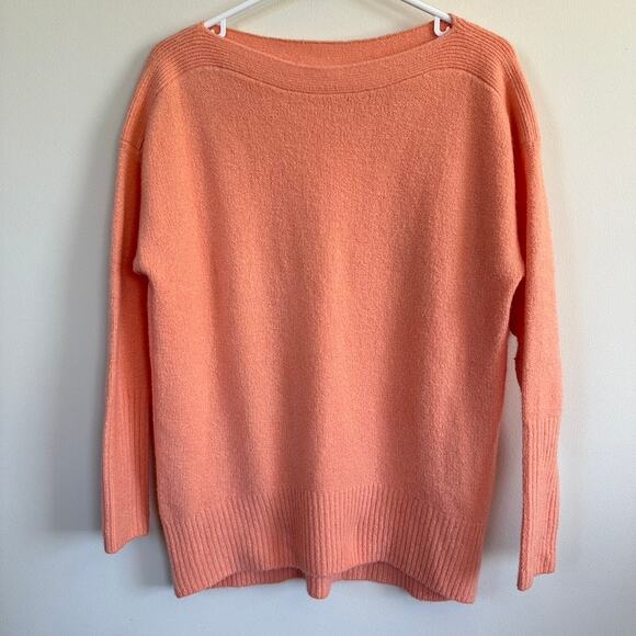 Anthropologie Wool Blend Boat Neck Sweater Peach Pink Size XS Oversized - Picture 1 of 12